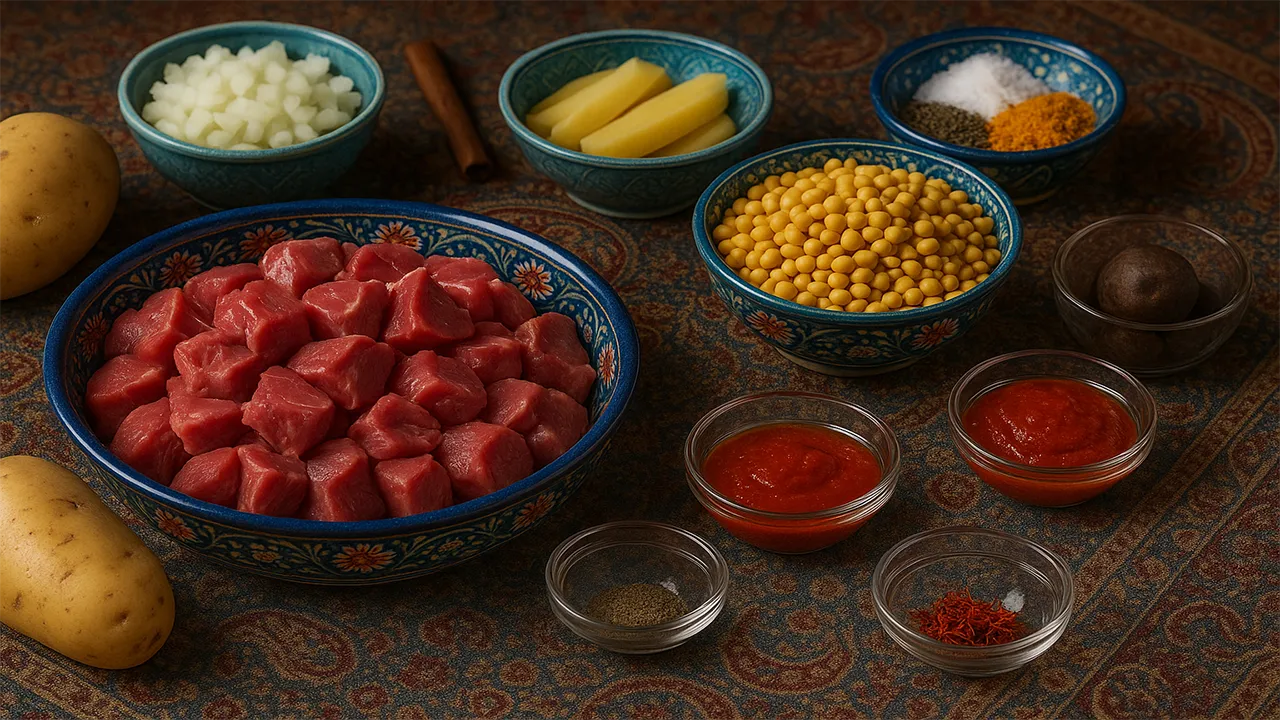 مواد اولیه خورش قیمه
