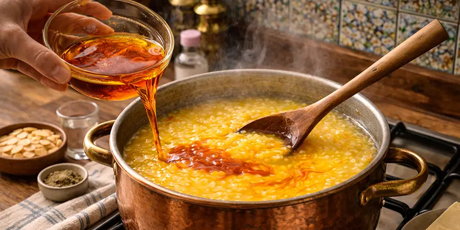 افزودن زعفران به شله زرد